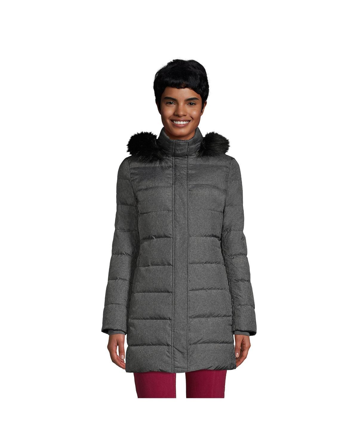 Petite Lands' End Faux-Fur Hood Down Winter Coat, Women's, Size: Medium Petite, Black Product Image