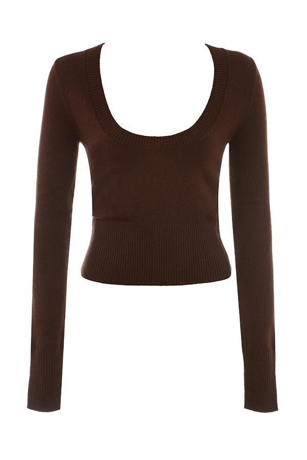 Raquel Chocolate Cashmere Blend Scoop Neck Top Product Image