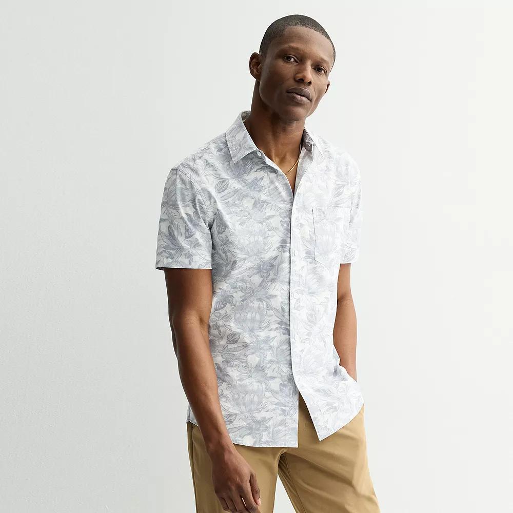 Men's FLX Slim Performance Untucked-Fit Button Down Shirt, Size: Medium SLIM, Point Blue Product Image