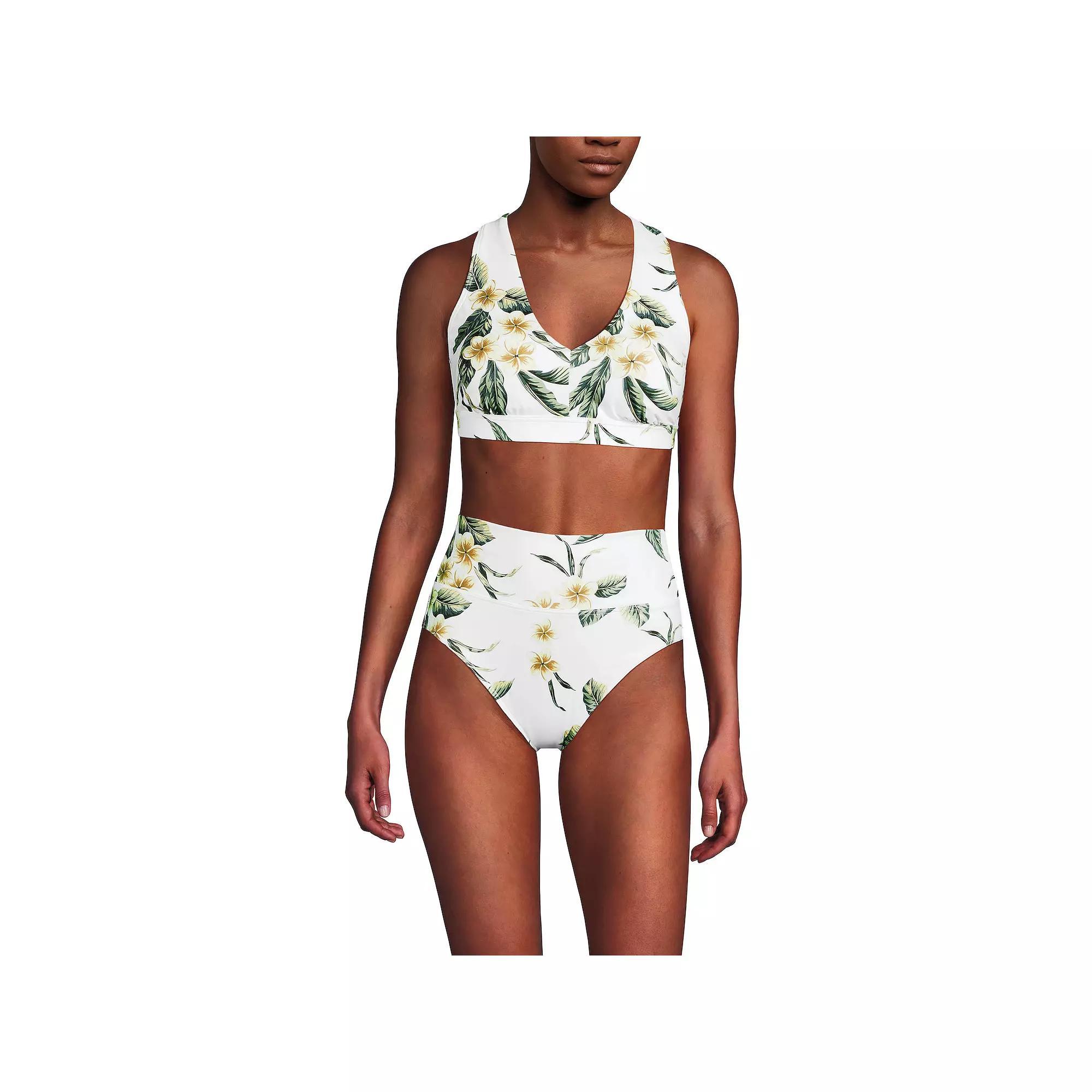Women's Lands' End V-Neck Tankini & High Waisted Bottom 2-pc. Swimsuit Set, Size: Large, Black Product Image