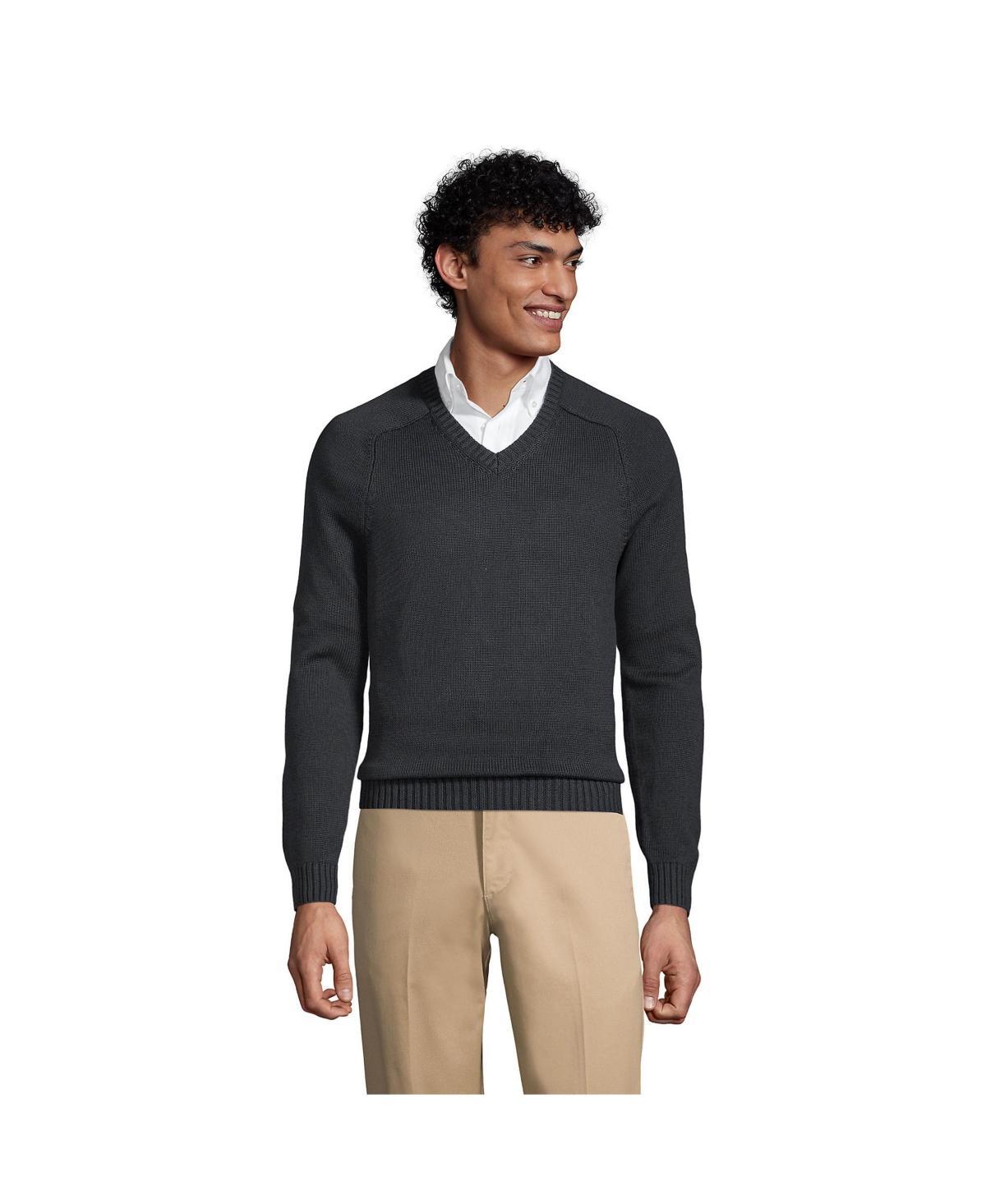 Mens' Lands' End School Uniform V-Neck Sweater, Men's, Size: Medium, Classic Blue Product Image