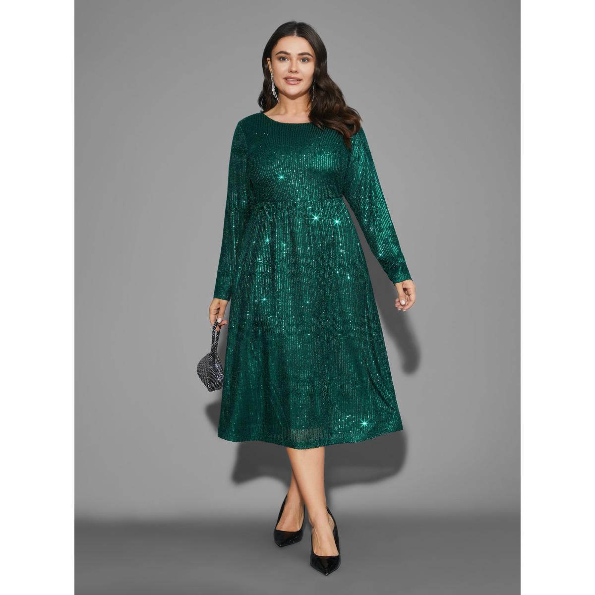 Plus Size Sequin Patchwork Velvet Tie Knot Dress Teal Women Cocktail Tie knot Party Curvy Bloomchic 28/5X Product Image