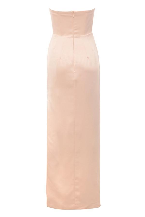 Adrienne Champagne Satin Strapless Gown Product Image