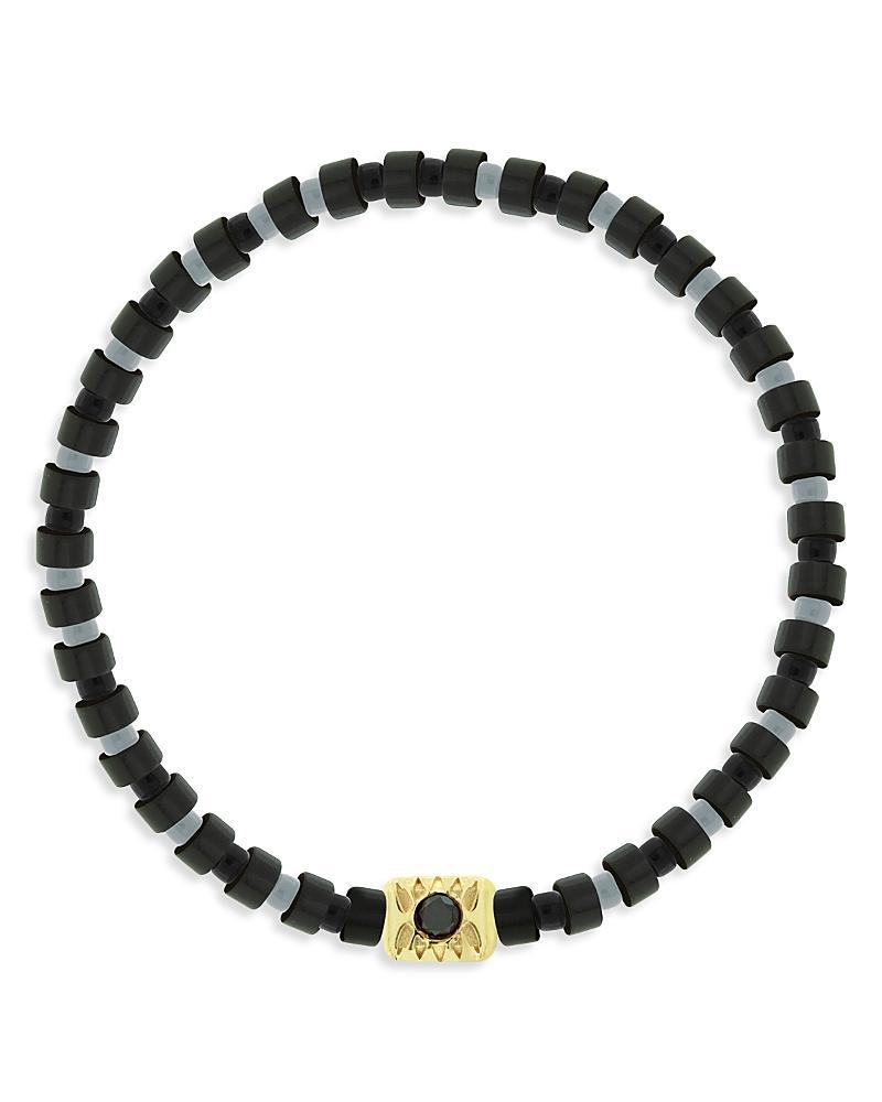 Luis Morais Mens 14K Yellow Gold Shine On Black Diamond Ingot Beaded Bracelet Product Image