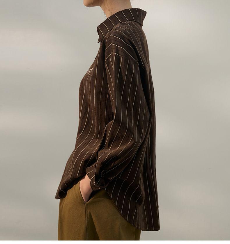 Collared Striped Button Up Shirt Product Image