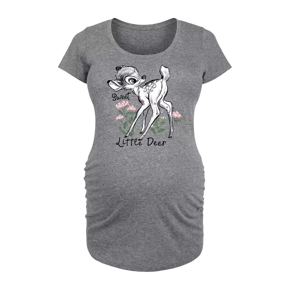 Disneys Bambi Maternity Sweet Little Deer Graphic Tee, Womens Grey Gray Product Image