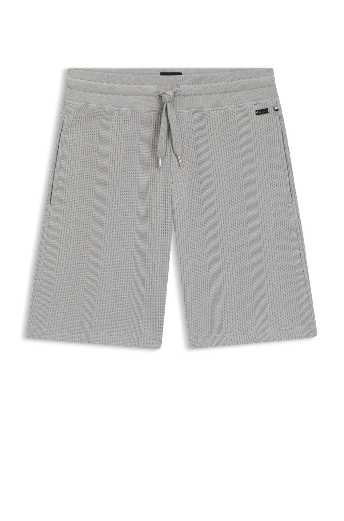 BOSS - Cotton-blend shorts in knitted jacquard - Light Grey Product Image