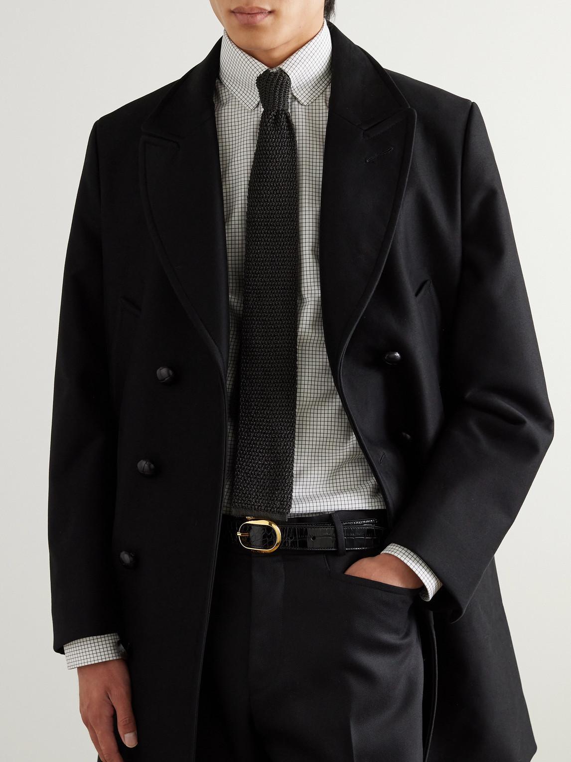TOM FORD 3cm Croc-effect Patent-leather Belt In Black Product Image