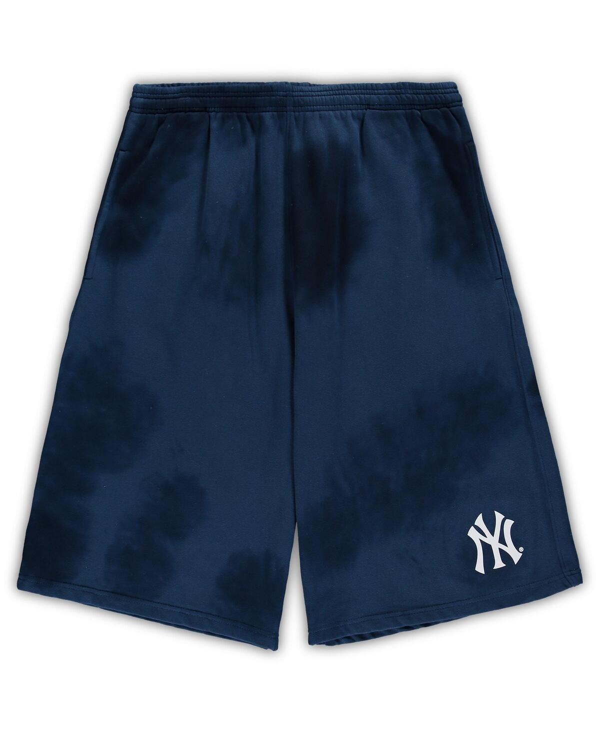Men's Navy New York Yankees Big & Tall Tye Dye Fleece Shorts, Size: 2XLT, Blue Product Image