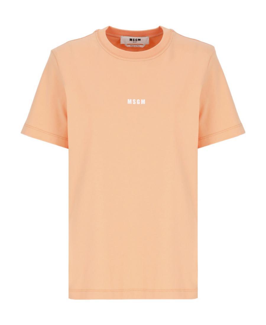 MSGM Logo Printed Crewneck T-shirt In Nude Product Image