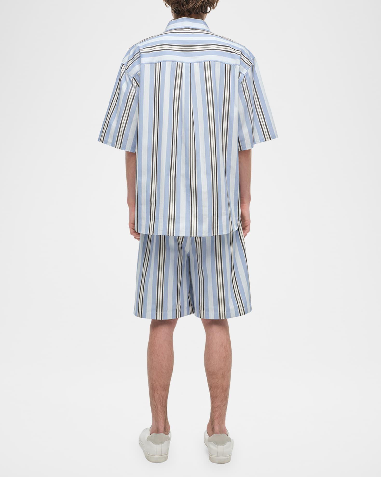 Men's Deacon Oversized Fit Poplin Stripe Short-Sleeve Shirt Product Image