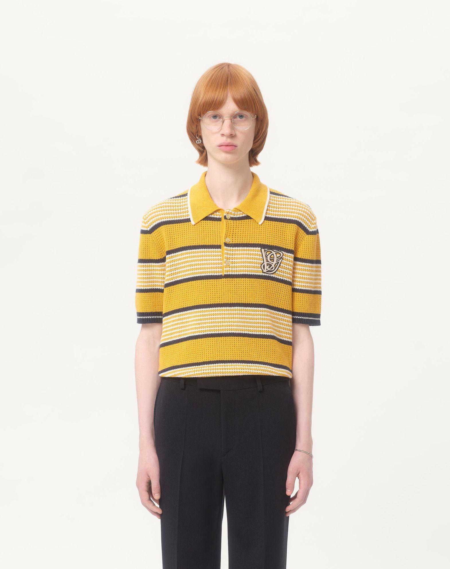 Long-Sleeved Linen And Cotton Polo Shirt With Vg Patch Product Image
