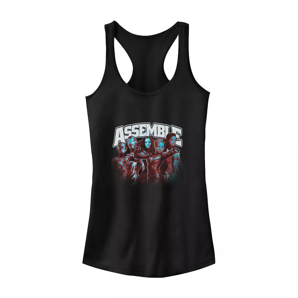 Juniors' Marvel Women Avengers "Assemble" Group Shot Tank Top, Girl's, Size: XXL, Black Product Image