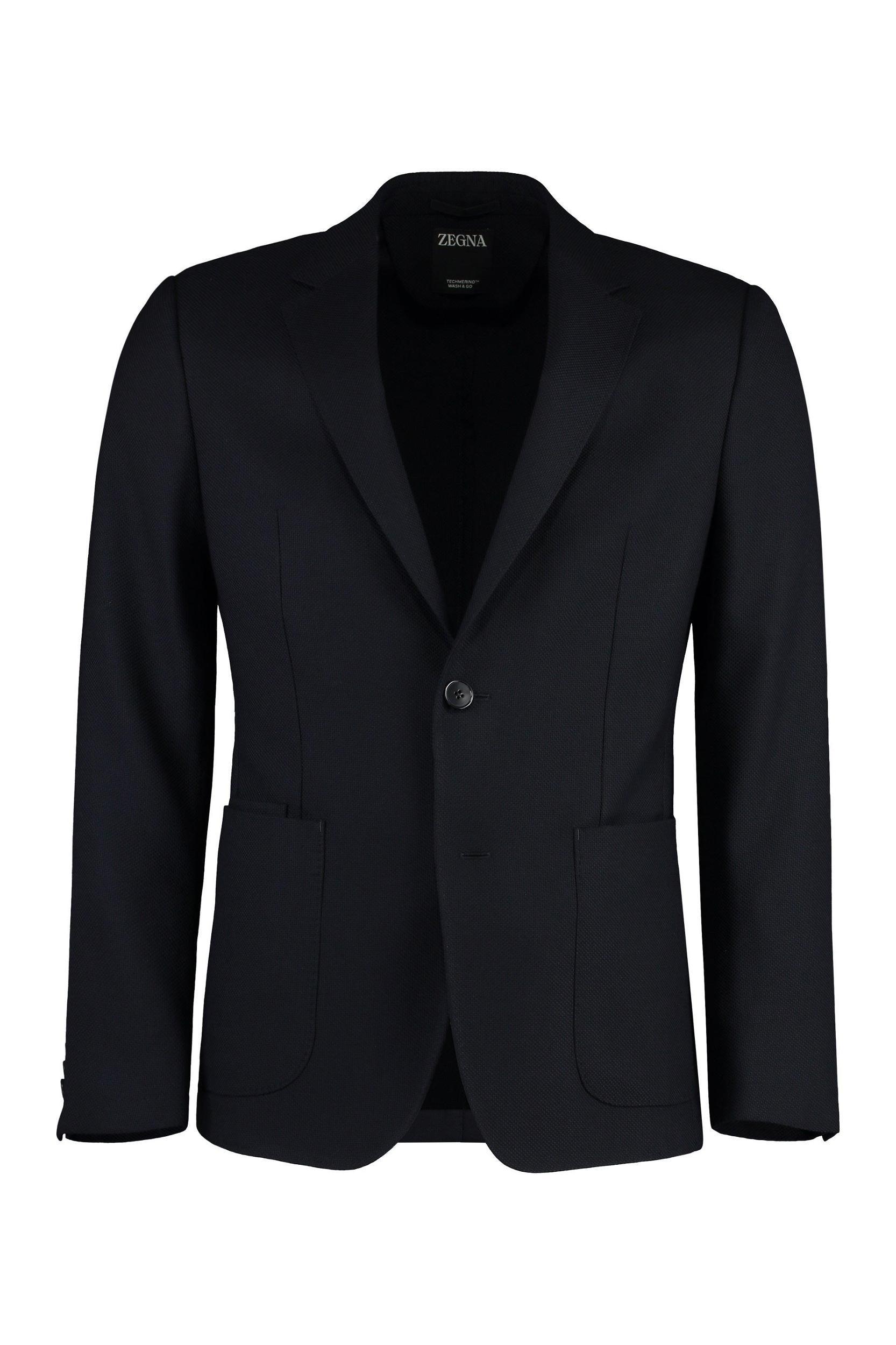 ZEGNA Single-breasted Two-button Jacket In Blue Product Image