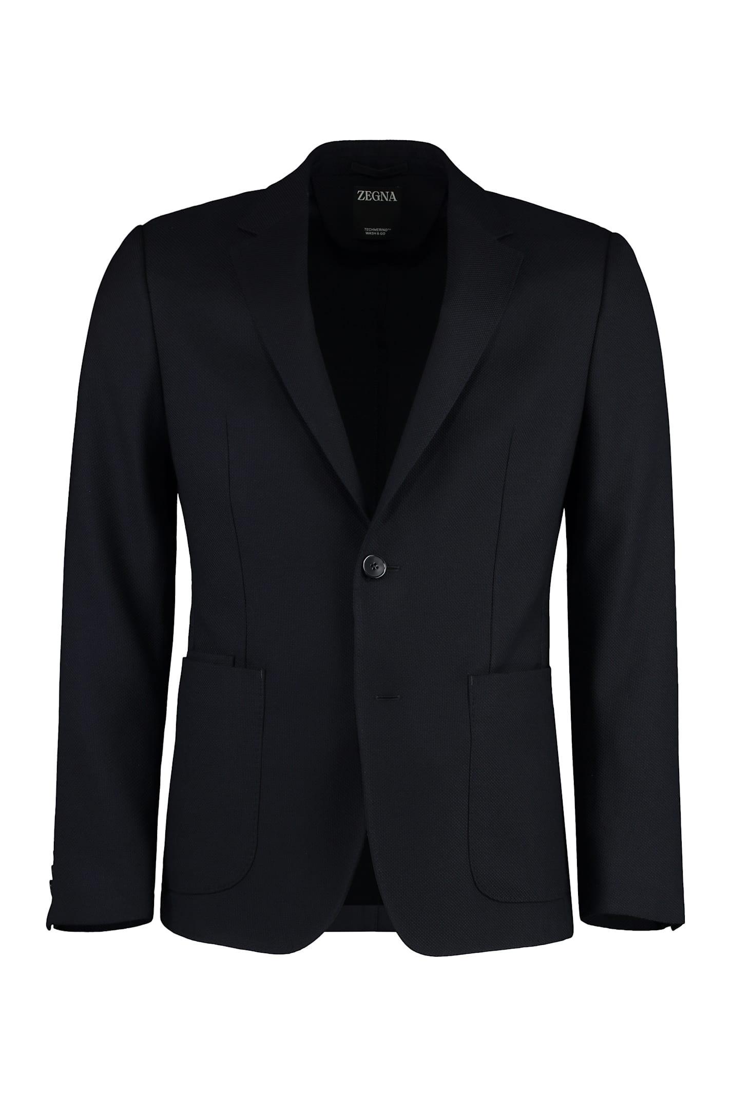 ZEGNA Single-breasted Two-button Jacket In Blue Product Image