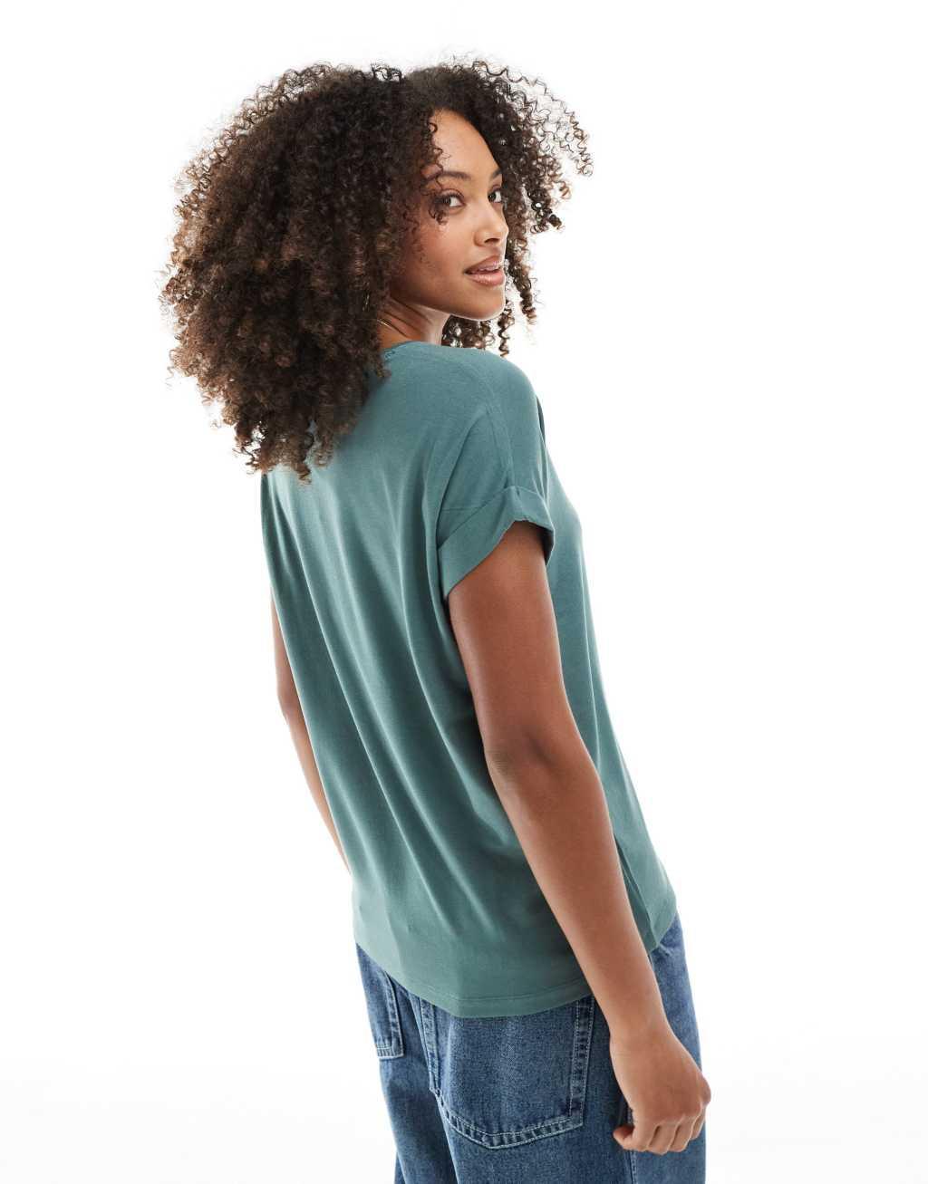 ONLY soft round neck T-shirt in mint green  Product Image
