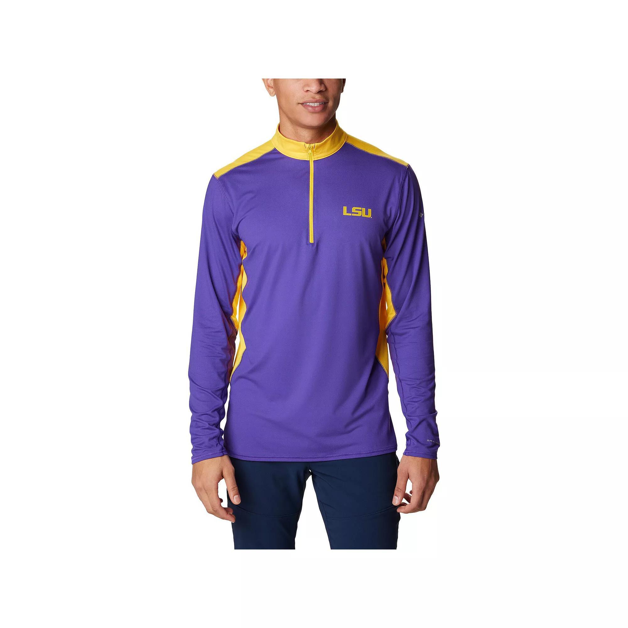 Men's Columbia Purple LSU Tigers Tech Trail™ Omni-Shade Quarter-Zip Top, Size: Large Product Image