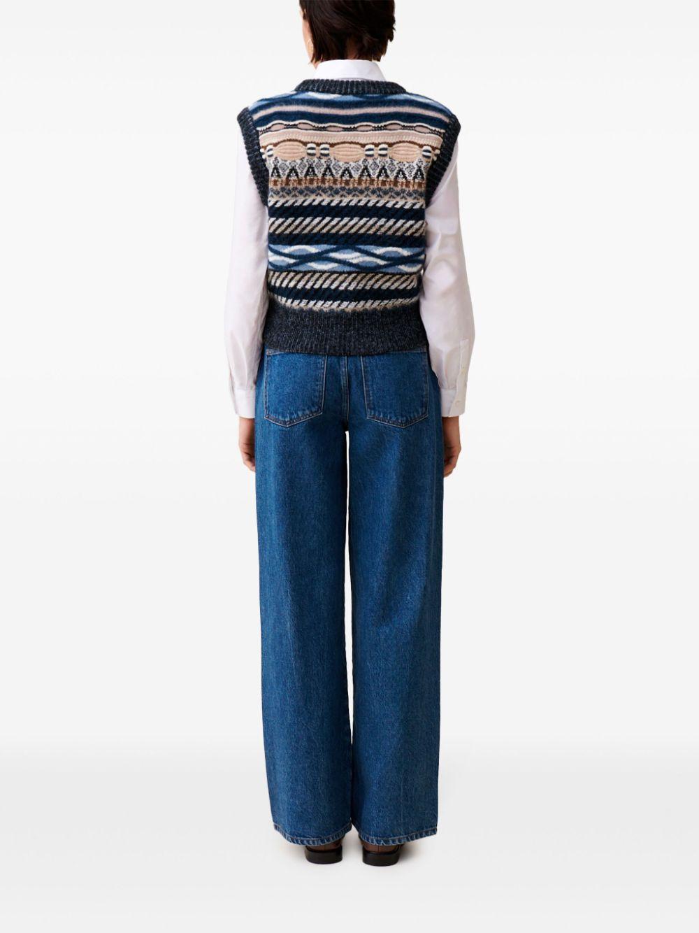 crew-neck intarsia-knitted vest Product Image