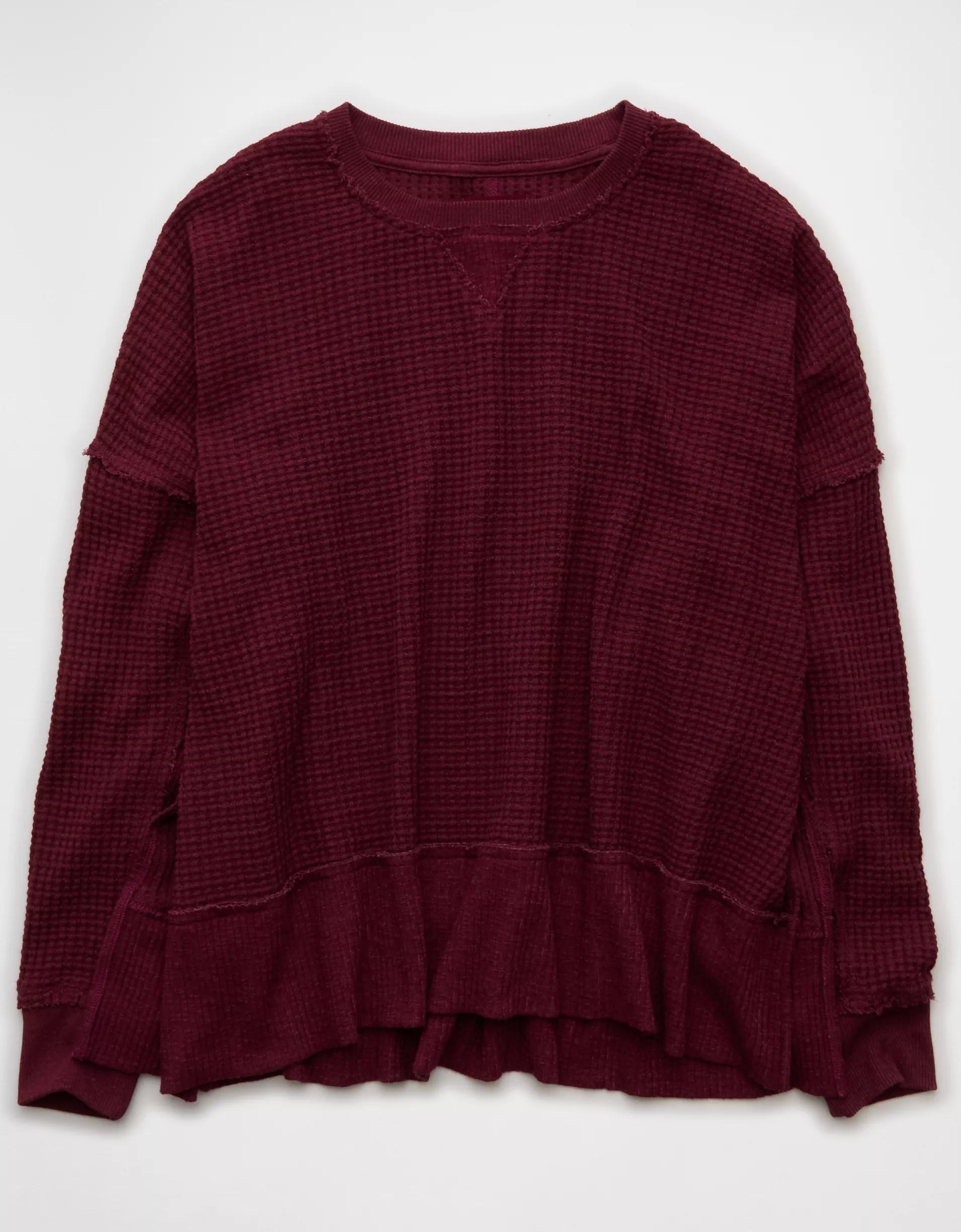 AE Big Hug Crew Neck Waffle Sweatshirt Product Image