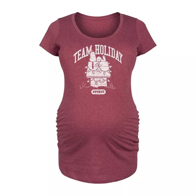 Maternity Peanuts Snoopy Team Holiday Spirit Graphic Tee, Womens Blue Product Image
