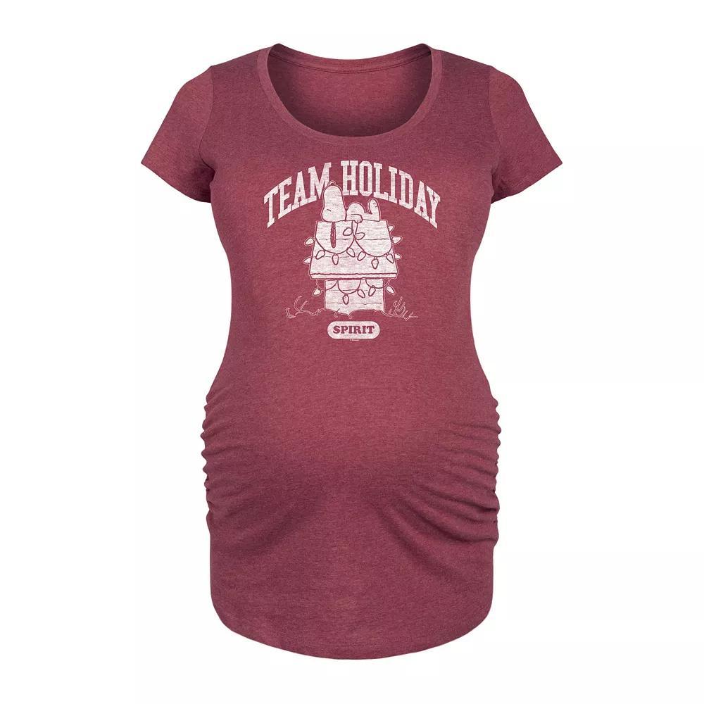 Maternity Peanuts Snoopy Team Holiday Spirit Graphic Tee, Womens Blue Product Image