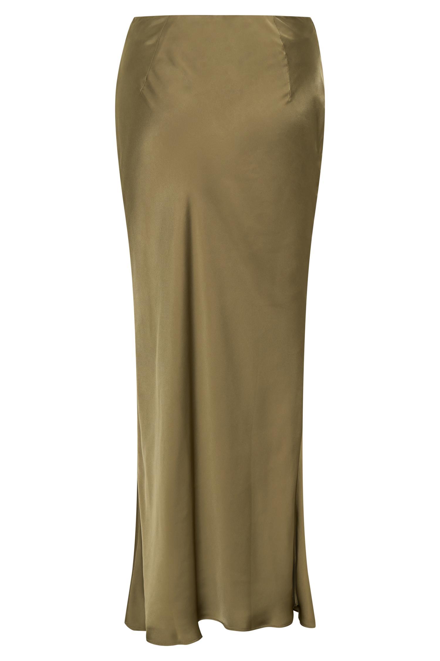 Nicola Satin Asymmetric Maxi Skirt - Basil Product Image