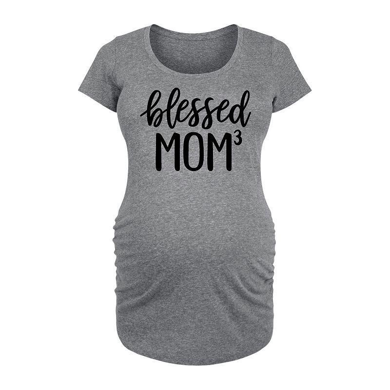 Maternity Blessed Mom Cubed Graphic Tee, Womens Grey Gray Product Image