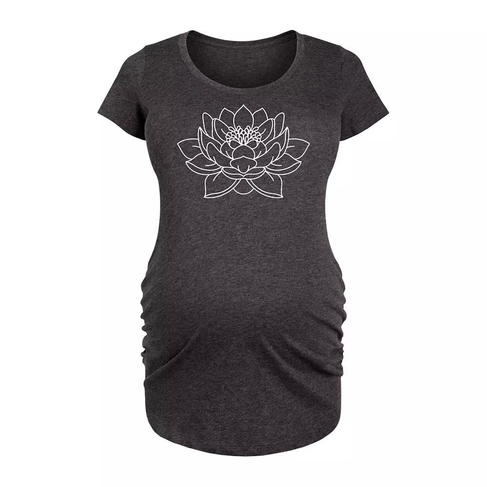 Maternity Lotus Flower Outline Graphic Tee, Womens Heather Grey Product Image