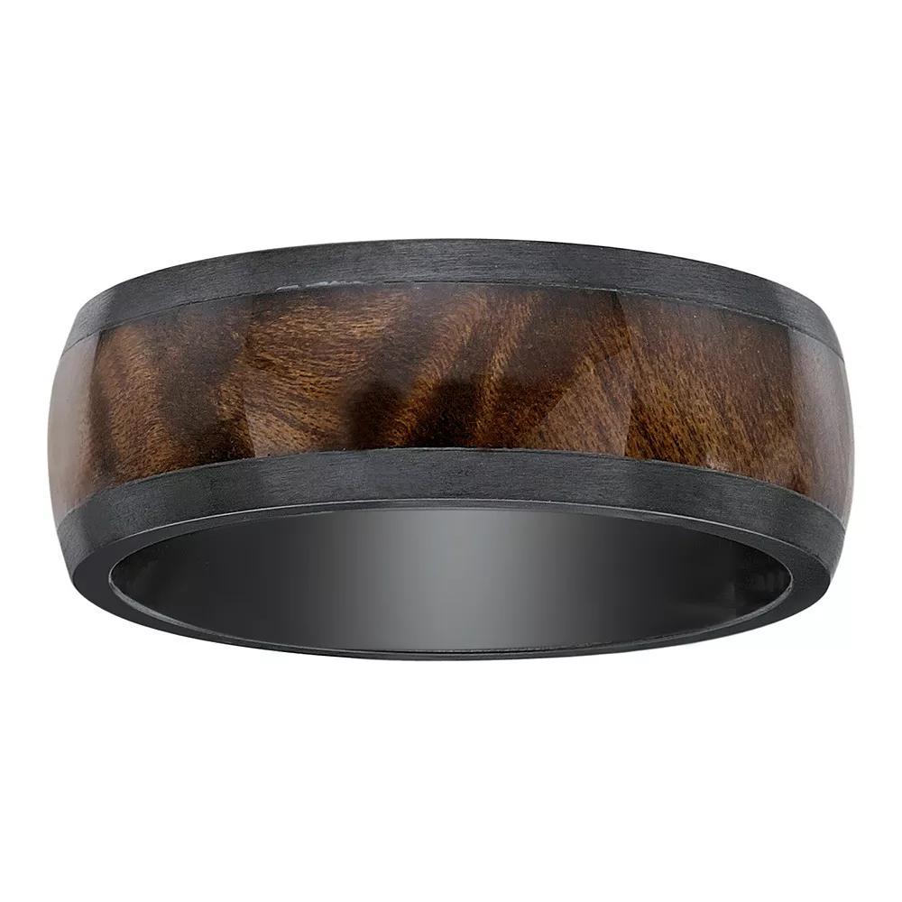 Men's LYNX Black Zirconium & Wood Ring, Size: 10, Stainless Product Image
