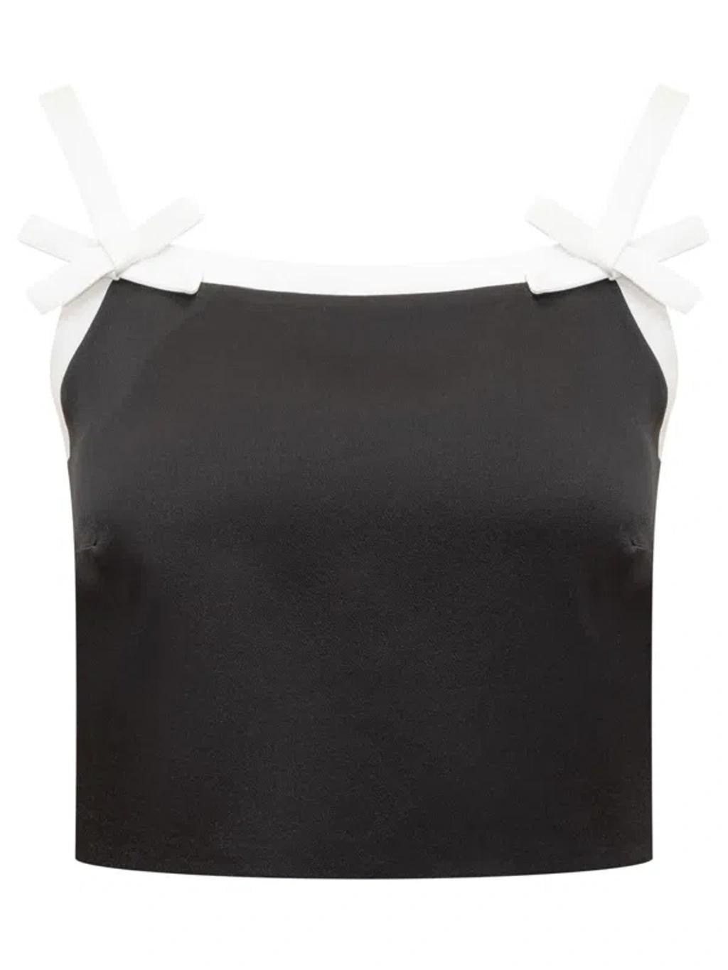 MSGM Bow Detailed Cropped Top In Black Product Image