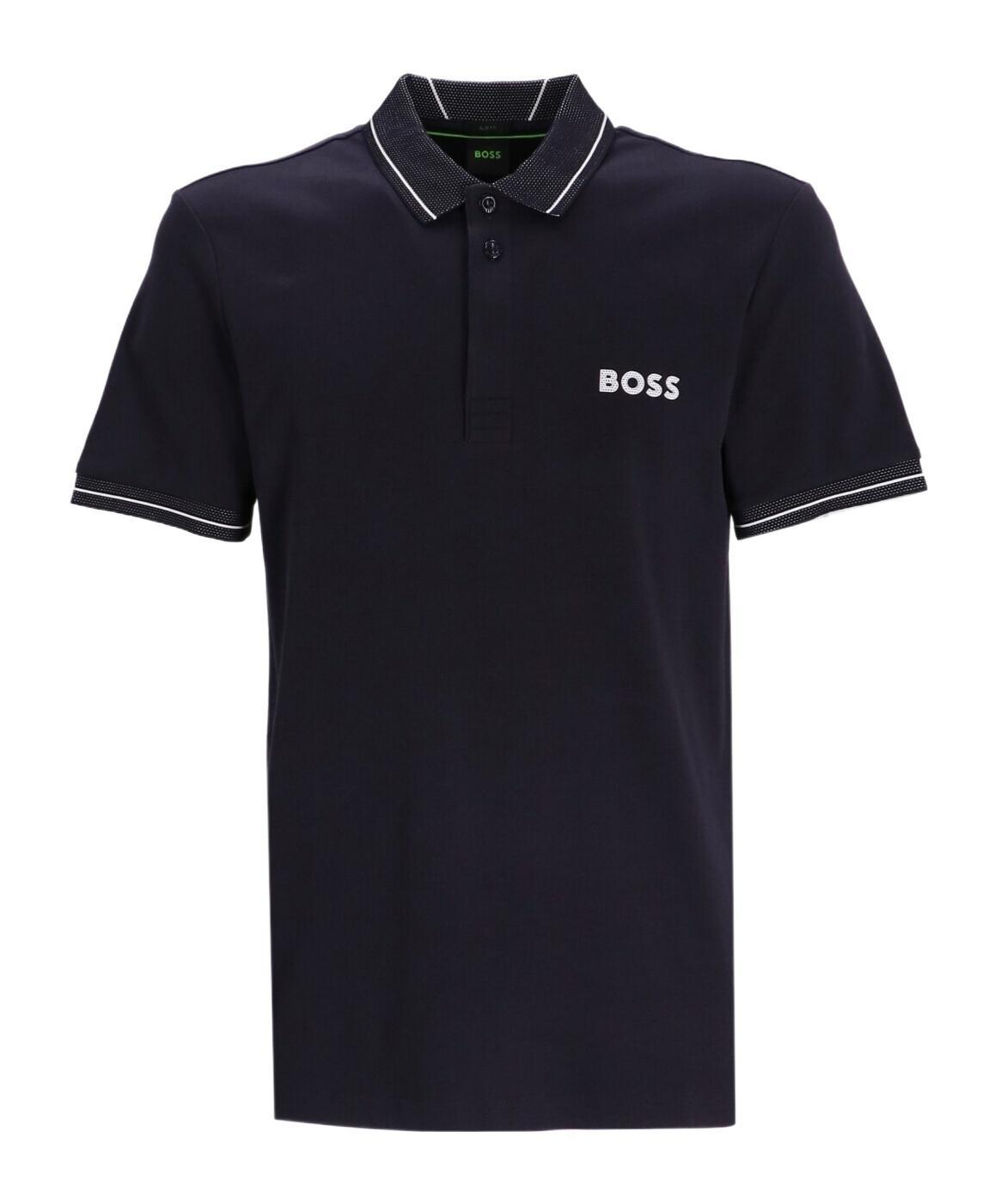 HUGO BOSS Paule 1 Stripe-trim Polo Shirt In Black Product Image