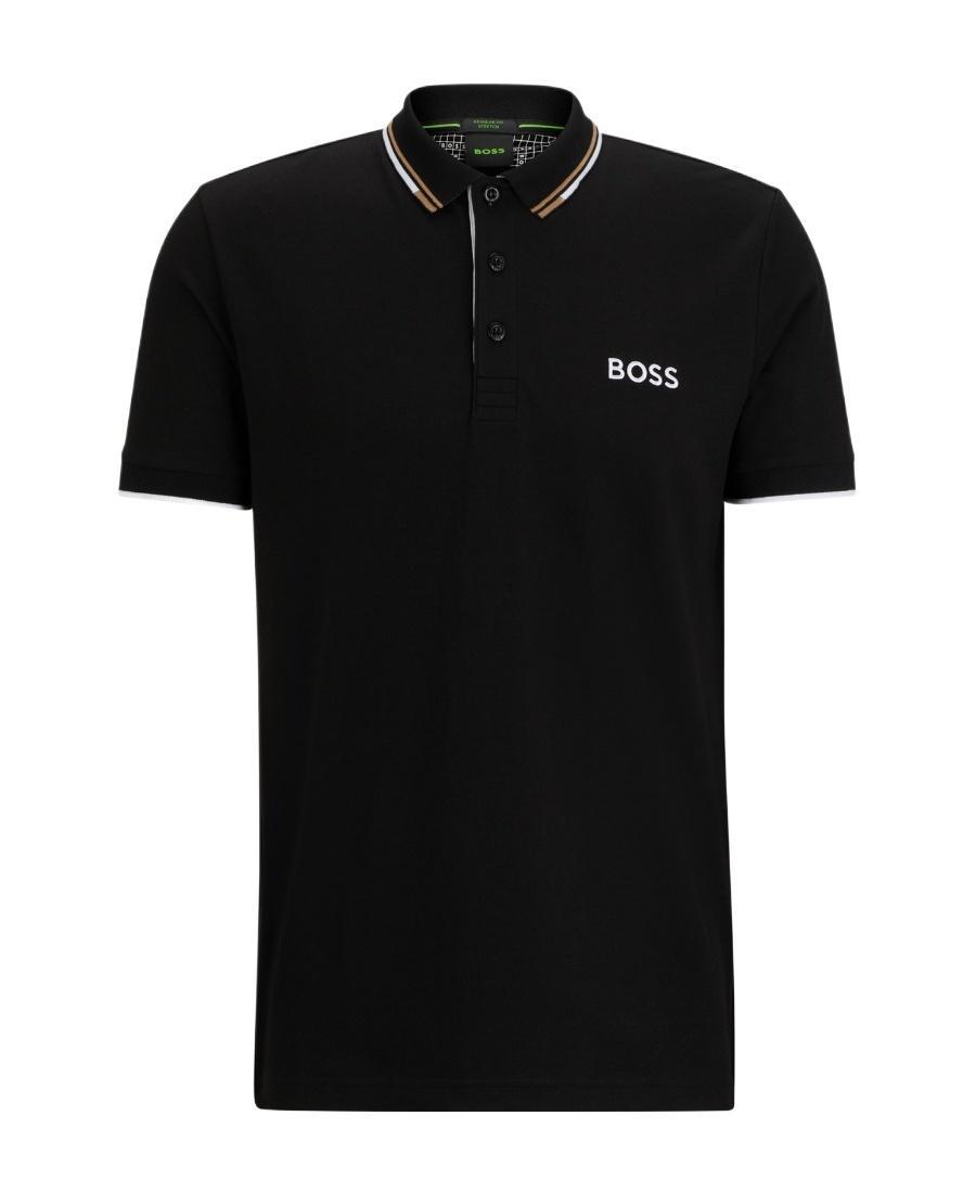 HUGO BOSS Paddy Curved Polo Shirt In Black Product Image