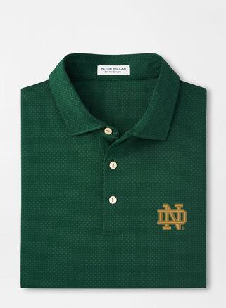 Peter Millar Mens Notre Dame Tesseract Performance Jersey Polo | Color: Green | Size: S | ND Product Image