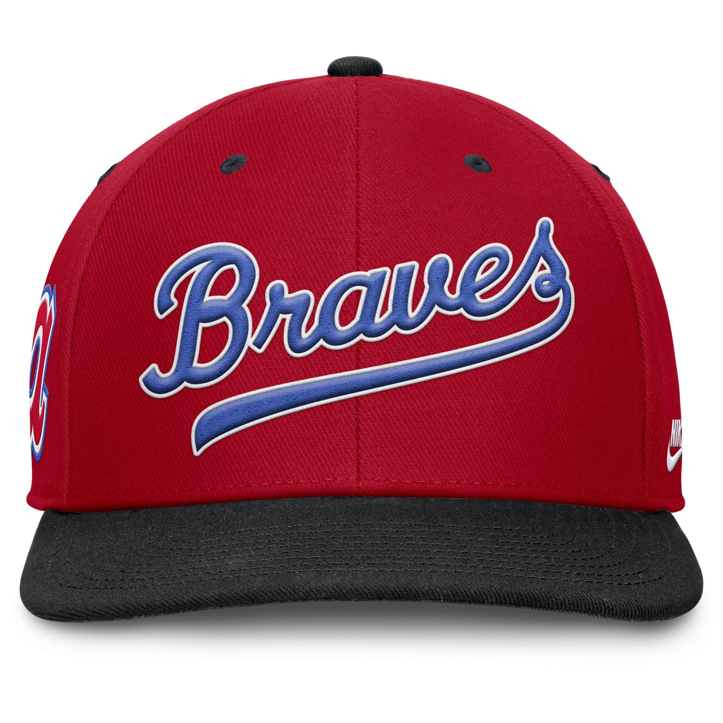 Men's Nike Red/Navy Atlanta Braves Cooperstown Collection Pro Performance Snapback Hat, Size: Medium/Large Product Image