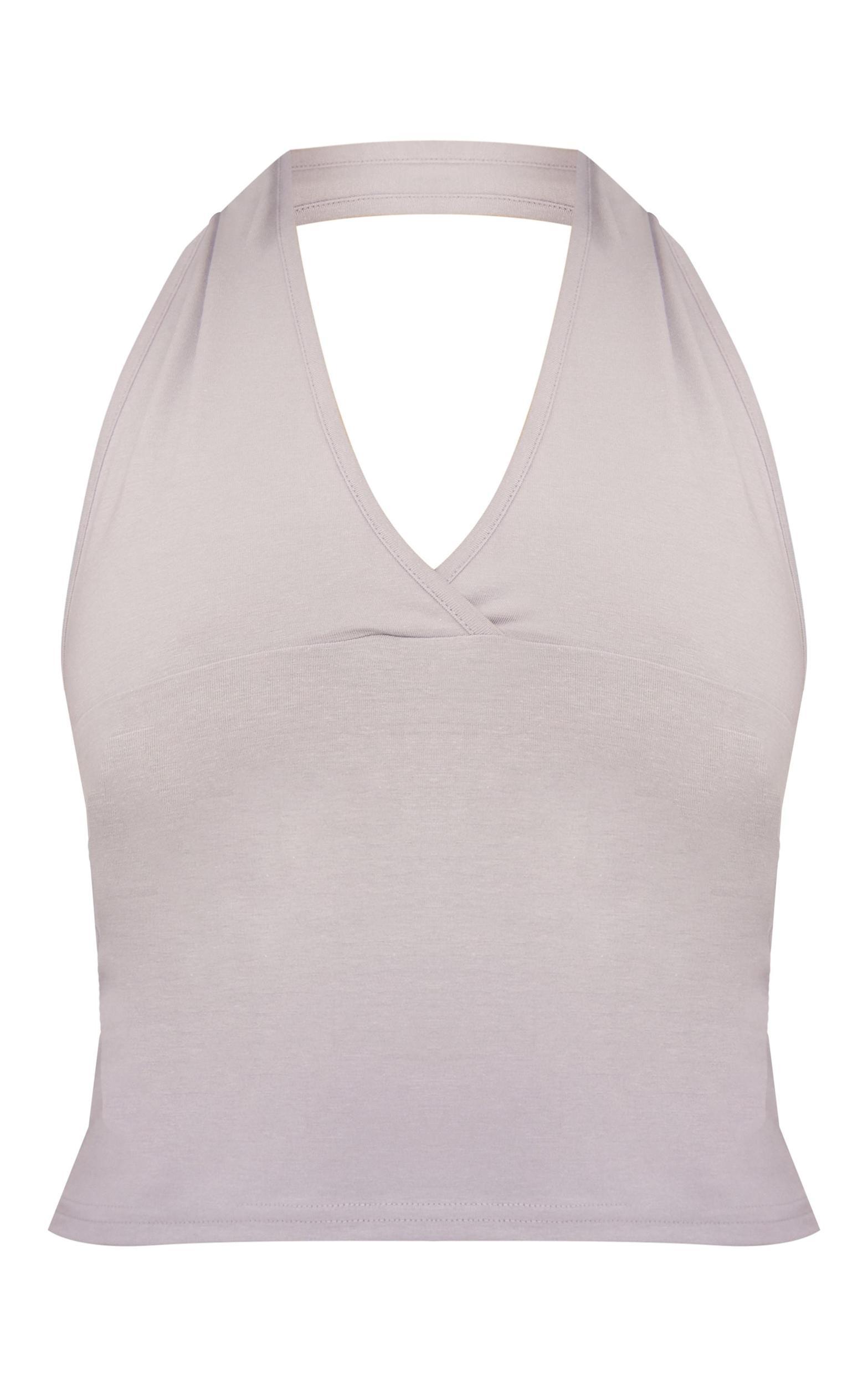 Grey Marl Modal Cotton Wrap Bust Halter Top Product Image