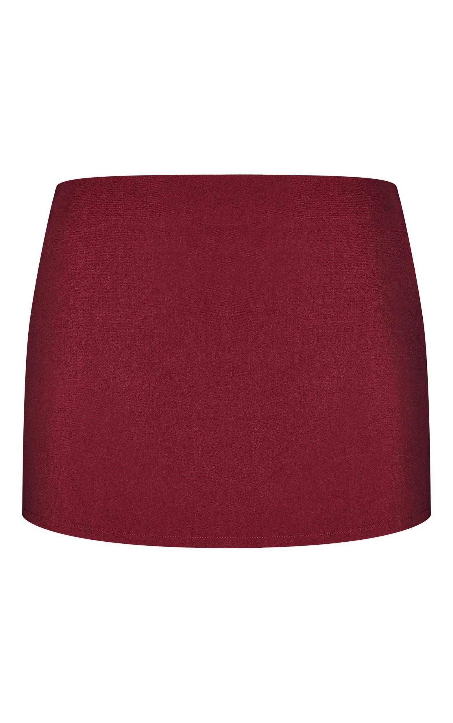 Burgundy Tailored Woven Detail Micro Mini Skirt Product Image