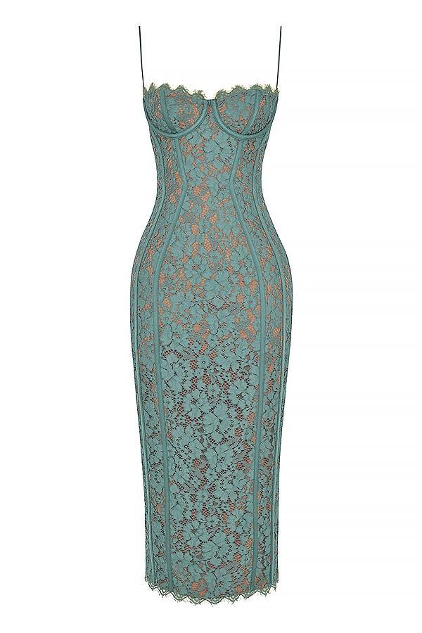 Joelle Forest Lace Midi Dress Product Image