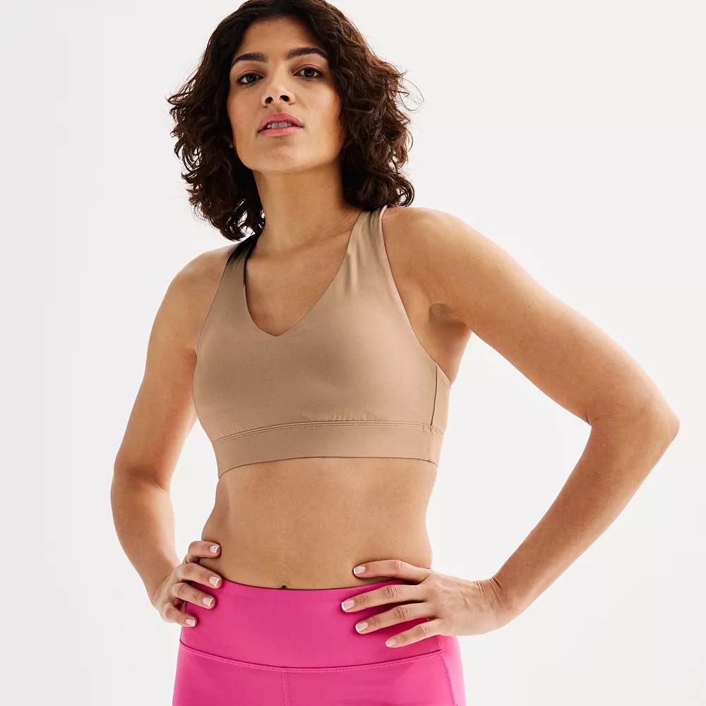 Tek Gear® Ultrastretch Medium-Impact V-Neck Sports Bra, Women's, Size: Large, Mini Latte Product Image