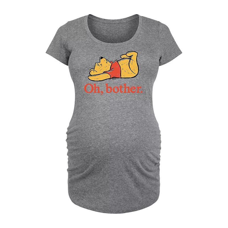 Disneys Winnie the Pooh Maternity Oh Bother Graphic Tee, Womens Grey Gray Product Image