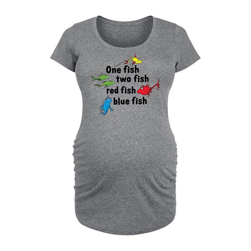Maternity Dr. Seuss Cool Cats Read Books Graphic Tee, Womens Grey Gray Product Image