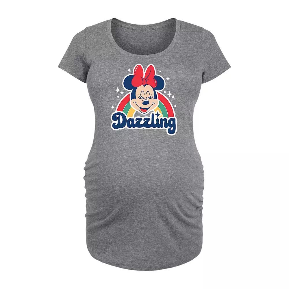 Disneys Minnie Mouse Maternity Dazzling Graphic Tee, Womens Grey Gray Product Image