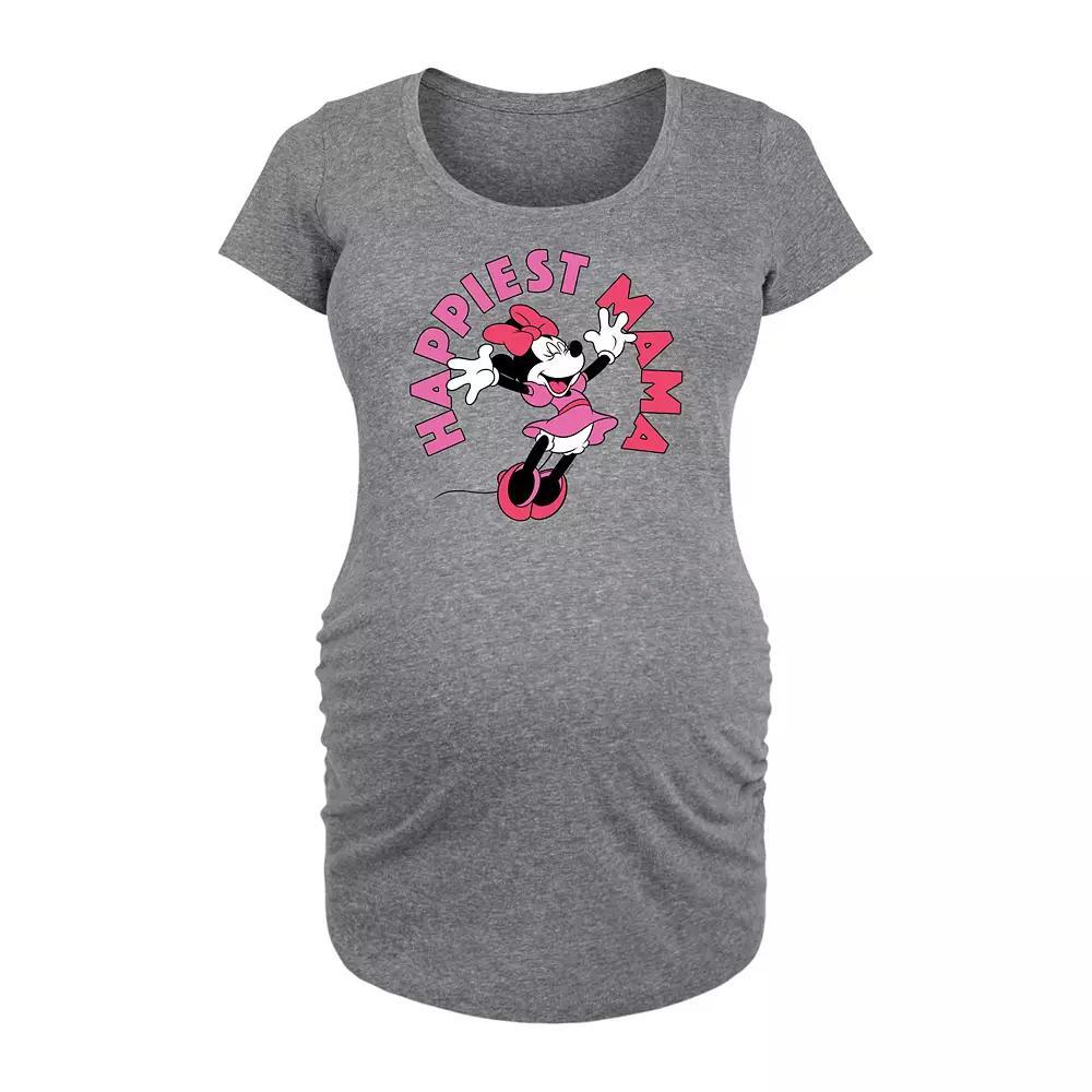 Disney's Minnie Mouse Maternity Happiest Mama Graphic Tee, Women's, Size: Small-Mat, Grey Gray Product Image