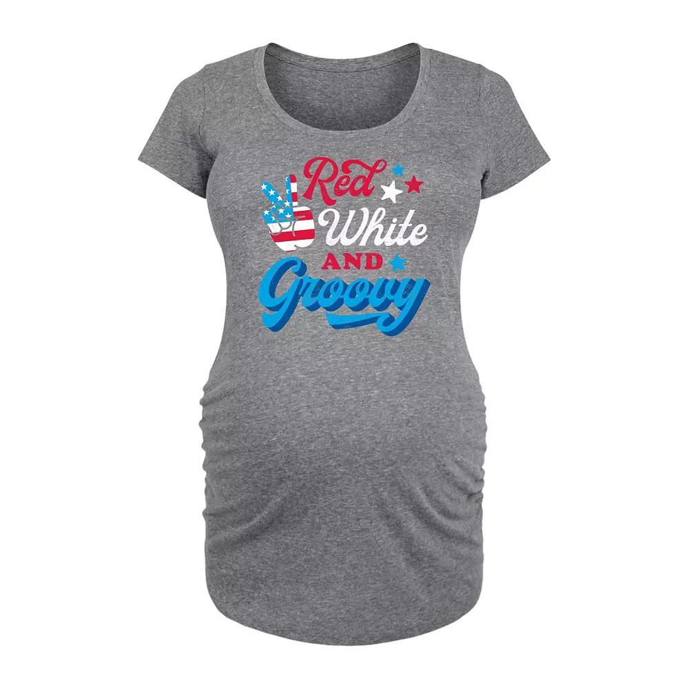 Maternity USA Flag Graphic Tee, Womens Heather Grey Product Image