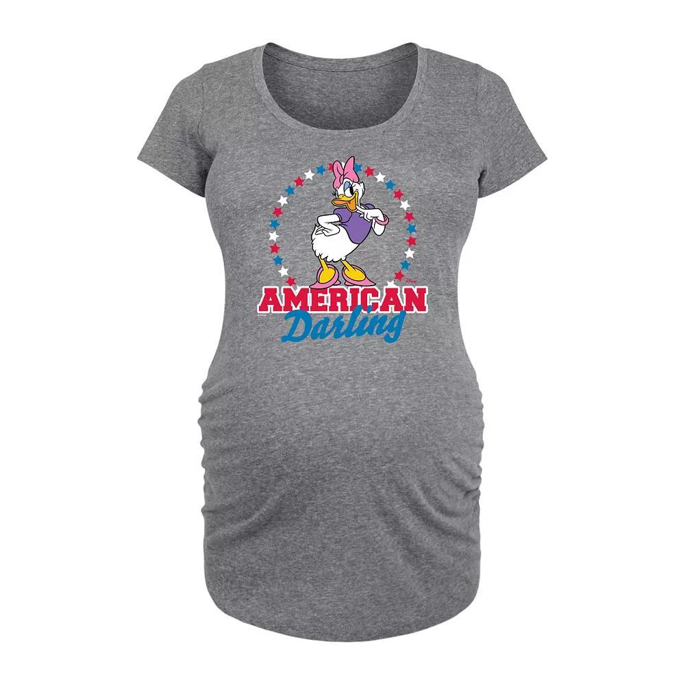 Disneys Daisy Duck Maternity American Darling Graphic Tee, Womens Grey Gray Product Image