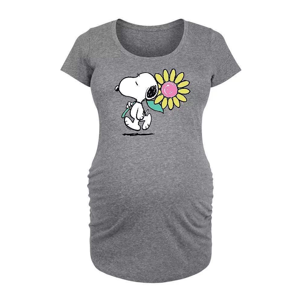 Maternity Peanuts Snoopy Daisy Graphic Tee, Womens Grey Gray Product Image