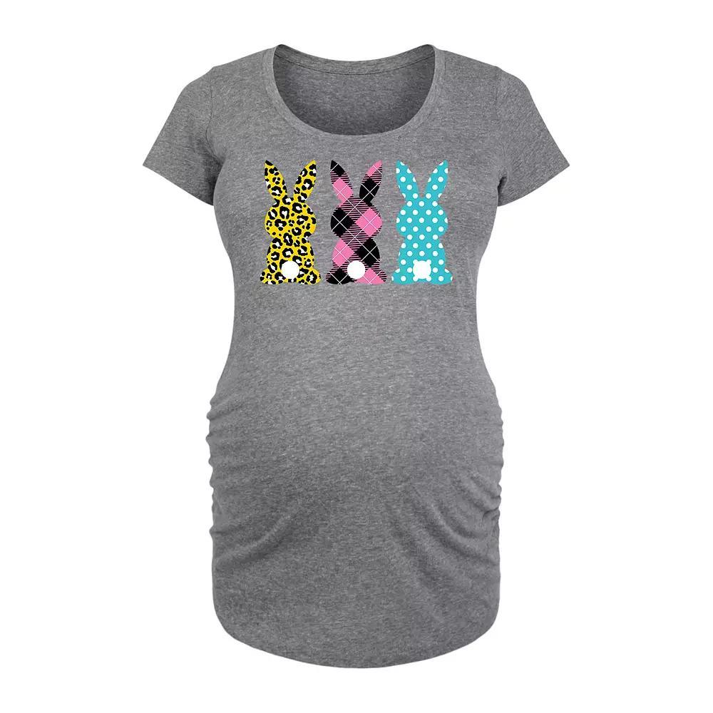 Maternity Patterned Bunnies Graphic Tee, Womens Grey Gray Product Image