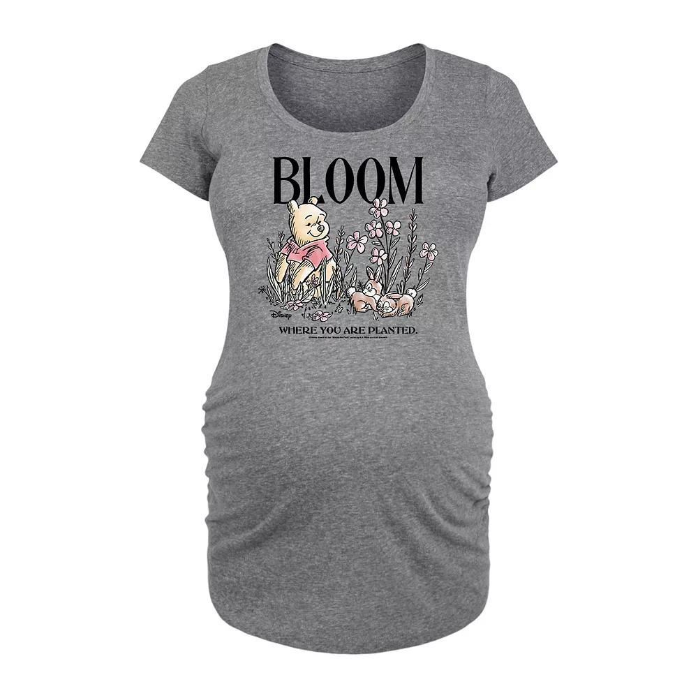 Disneys Winnie the Pooh Maternity Bloom Graphic Tee, Womens Grey Gray Product Image