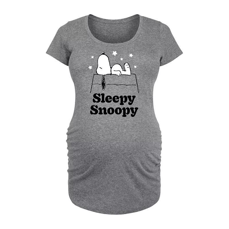 Maternity Peanuts Sleepy Snoopy Graphic Tee, Women's, Size: Medium-Mat, Grey Gray Product Image