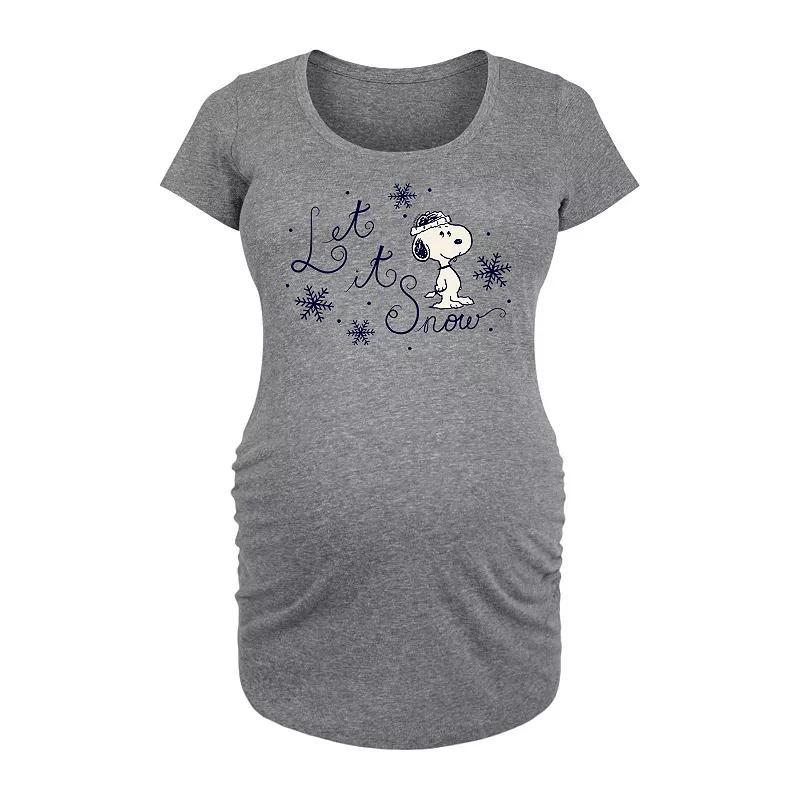 Maternity Peanuts Let It Snow Graphic Tee, Womens Grey Gray Product Image