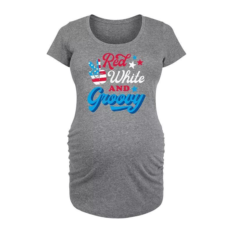 Maternity Red White And Groovy Graphic Tee, Womens Product Image